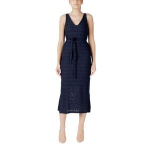 Vila Clothes Blue Recycled Polyester Midi Women's Dress